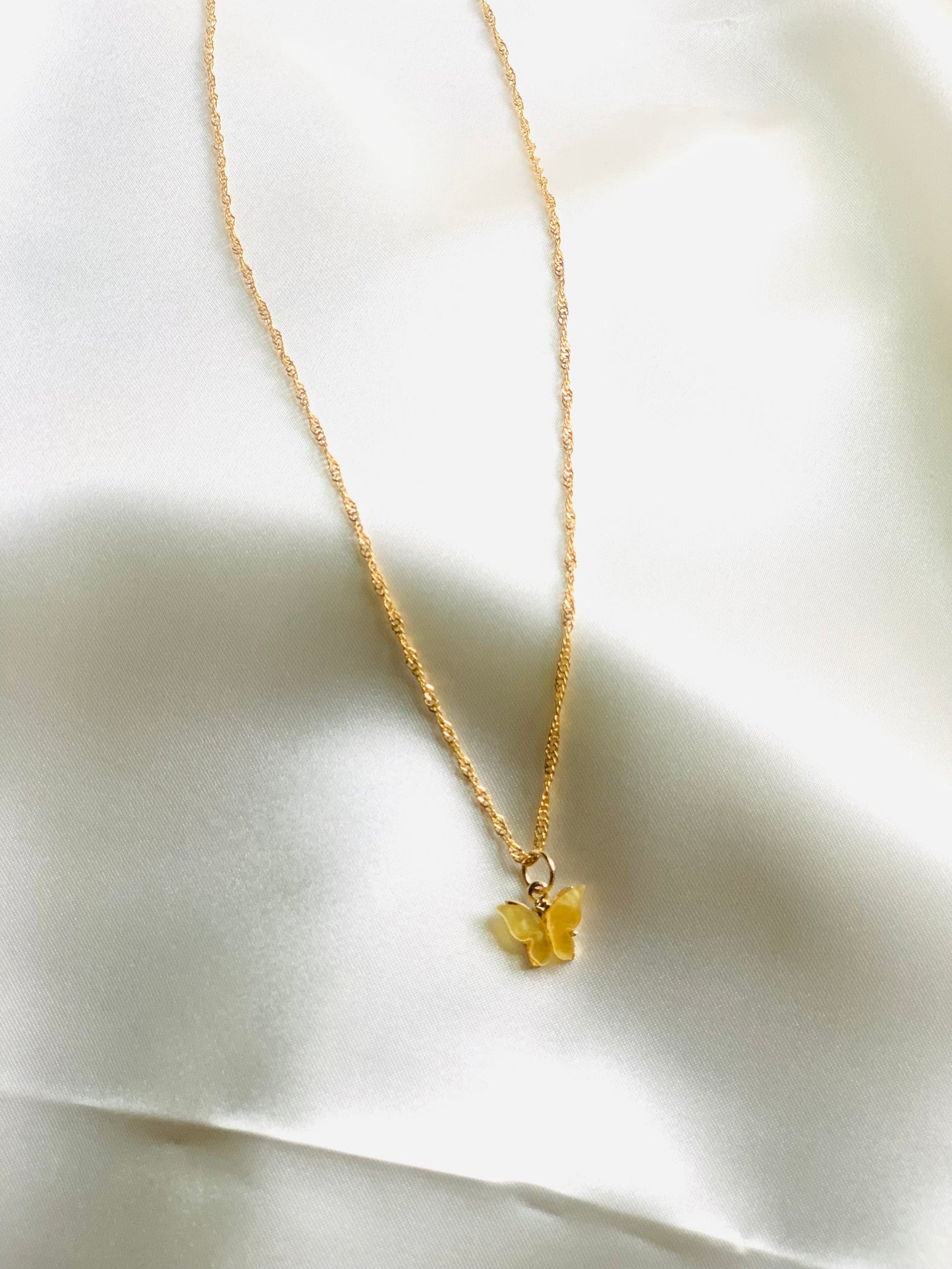 Yellow butterfly necklace