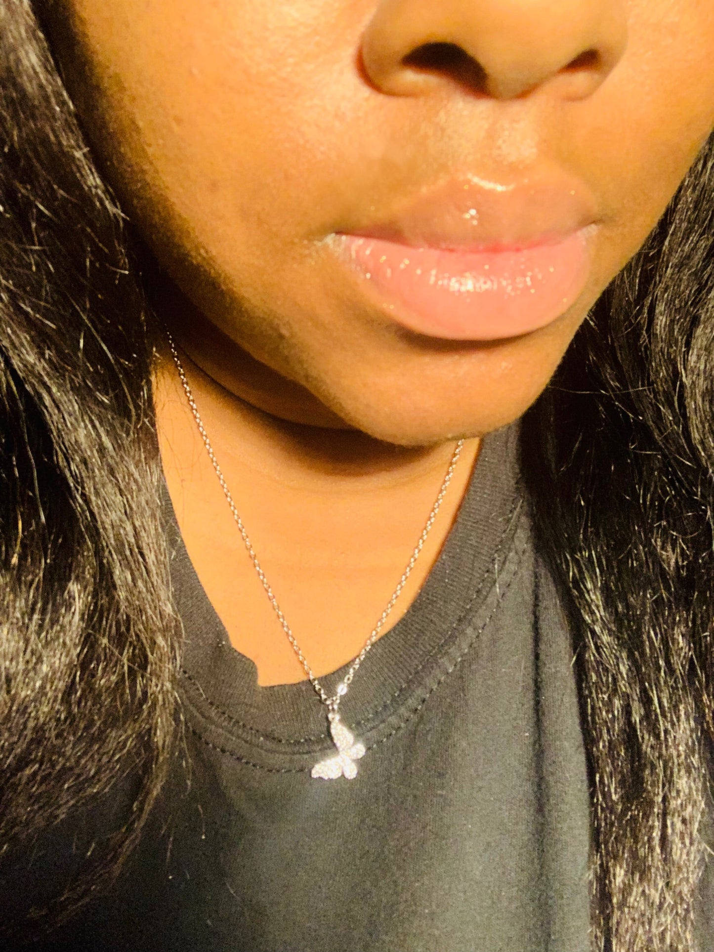 Pave butterfly necklace