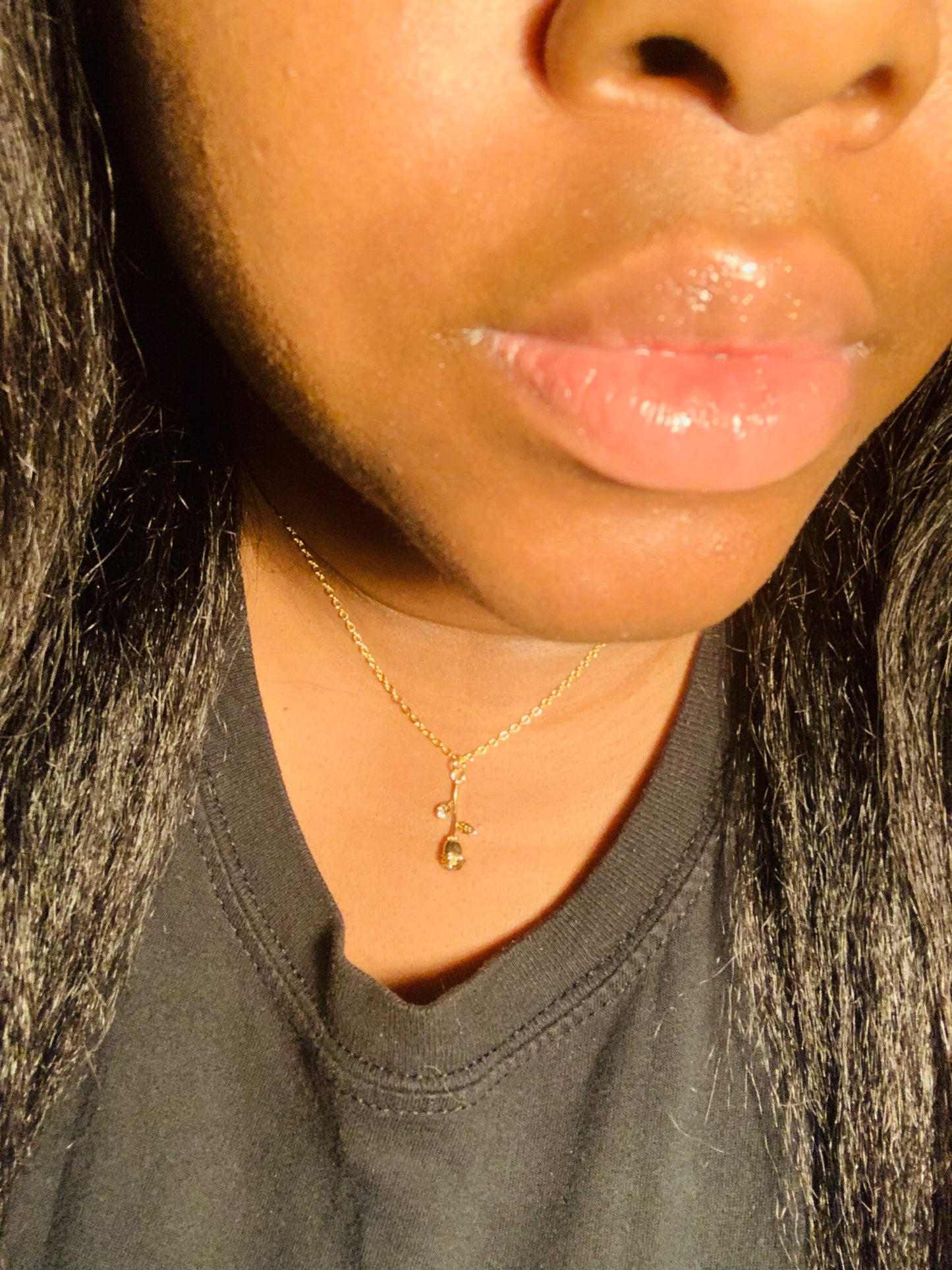 18k gold rose necklace