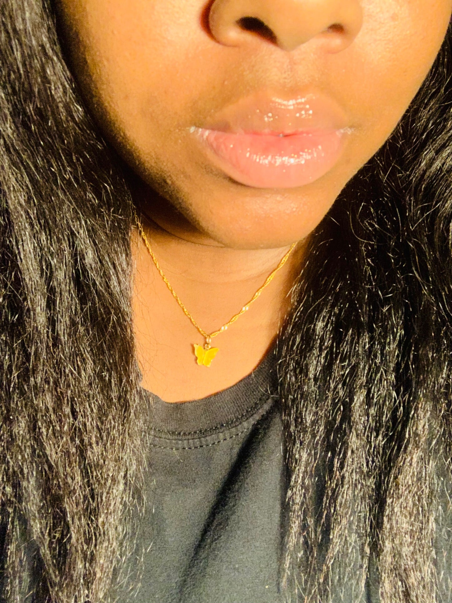 Yellow butterfly necklace